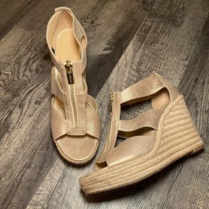 Gold platform/wedge espadrilles